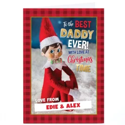 Personalised Elf On the Shelf Christmas Card - Best Daddy Ever