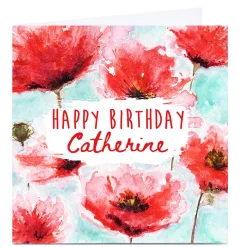 Personalised Emma Isaacs Birthday Card - Watercolour Poppies