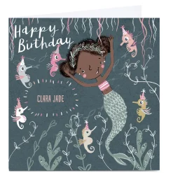 Personalised Emma Valenghi Birthday Card - Mermaid