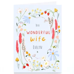 Personalised Emma Valenghi Birthday Card - Blue Floral, Wife