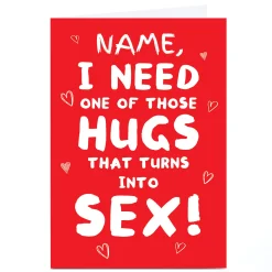 Personalised Emo Rescue Valentine's Day Card - One of Those Hugs, Any Name