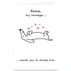 Personalised Emo Rescue Valentine's Day Card - My Sausage, Any Name