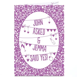 Personalised Engagement Card - Purple Bunting