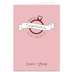 Personalised Engagement Card - Pink Diamond Ring