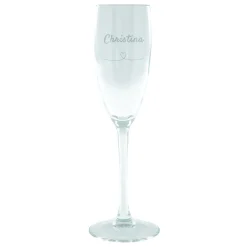 Personalised Engraved Champagne Flute - Heart & Name Love Story