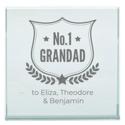 Personalised Engraved Glass Token - No. 1 Grandad