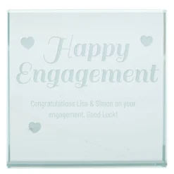 Personalised Engraved Glass Token - Happy Engagement