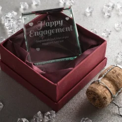 Personalised Engraved Glass Token - Happy Engagement