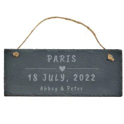 Personalised Engraved Hanging Slate Sign - Romantic Location