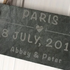 Personalised Engraved Hanging Slate Sign - Romantic Location