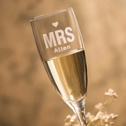 Personalised Engraved Mr & Mrs Champagne Flutes