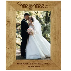 Personalised Engraved Wooden Photo Frame - Mr And Mrs