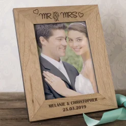 Personalised Engraved Wooden Photo Frame - Mr And Mrs