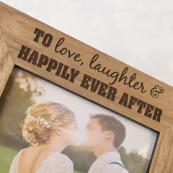 Personalised Engraved Wooden Photo Frame - Happily Ever After