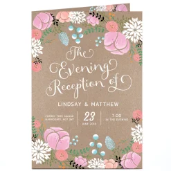 Personalised Evening Reception Invitation - Rustic Floral