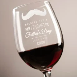 Personalised Fan{tache}tic Father's Day Wine Glass