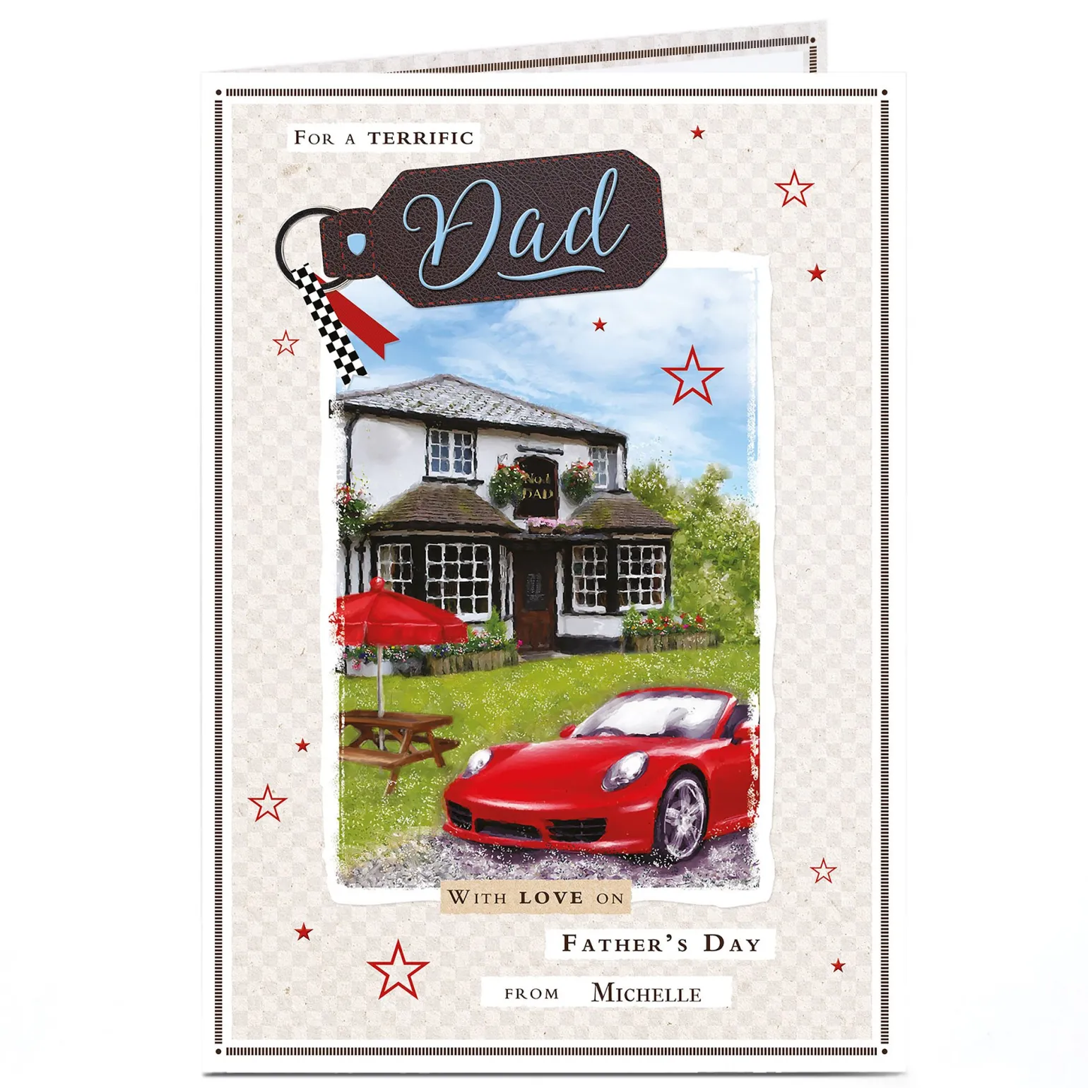 Personalised Father's Day Card - Red Sports Car By No1 Dad Pub