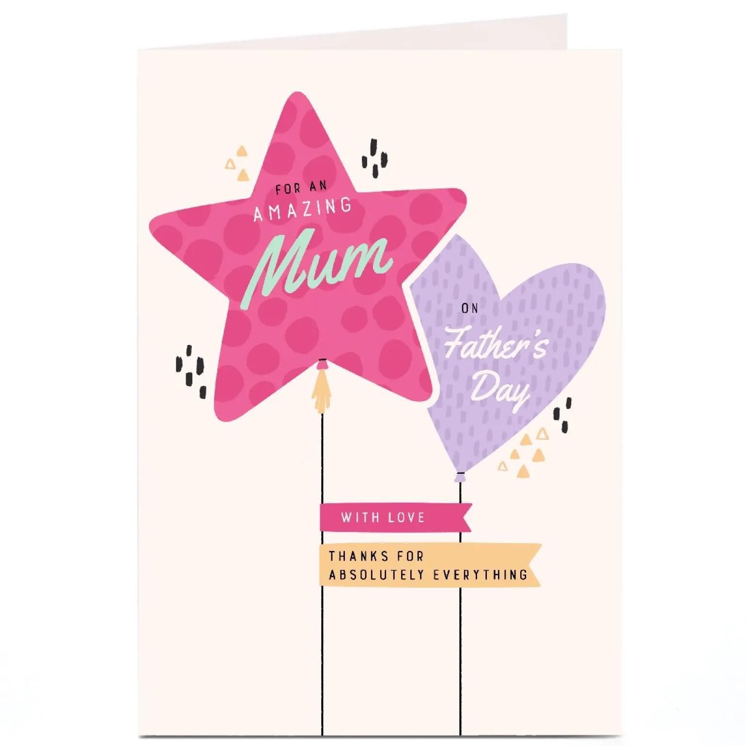 Personalised Father's Day Card - Star and Heart Balloons
