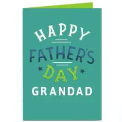 Personalised Father's Day Card - Bright Green Text - Grandad