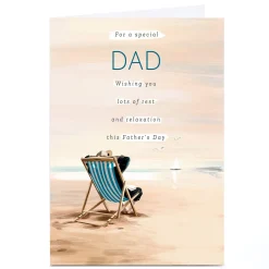 Personalised Father's Day Card - Beach Deck Chair, Dad