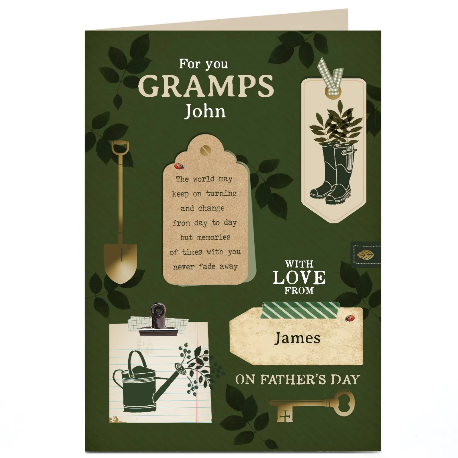 Personalised Father's Day Card - Gardening and Tags - Gramps