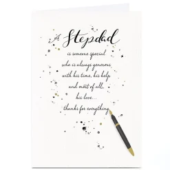 Personalised Father's Day Card - Stepdad, Fountain Pen