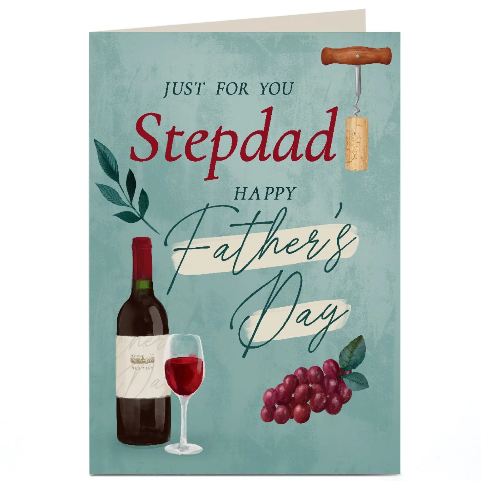 Personalised Father's Day Card - Red Wine Just For You, Stepdad