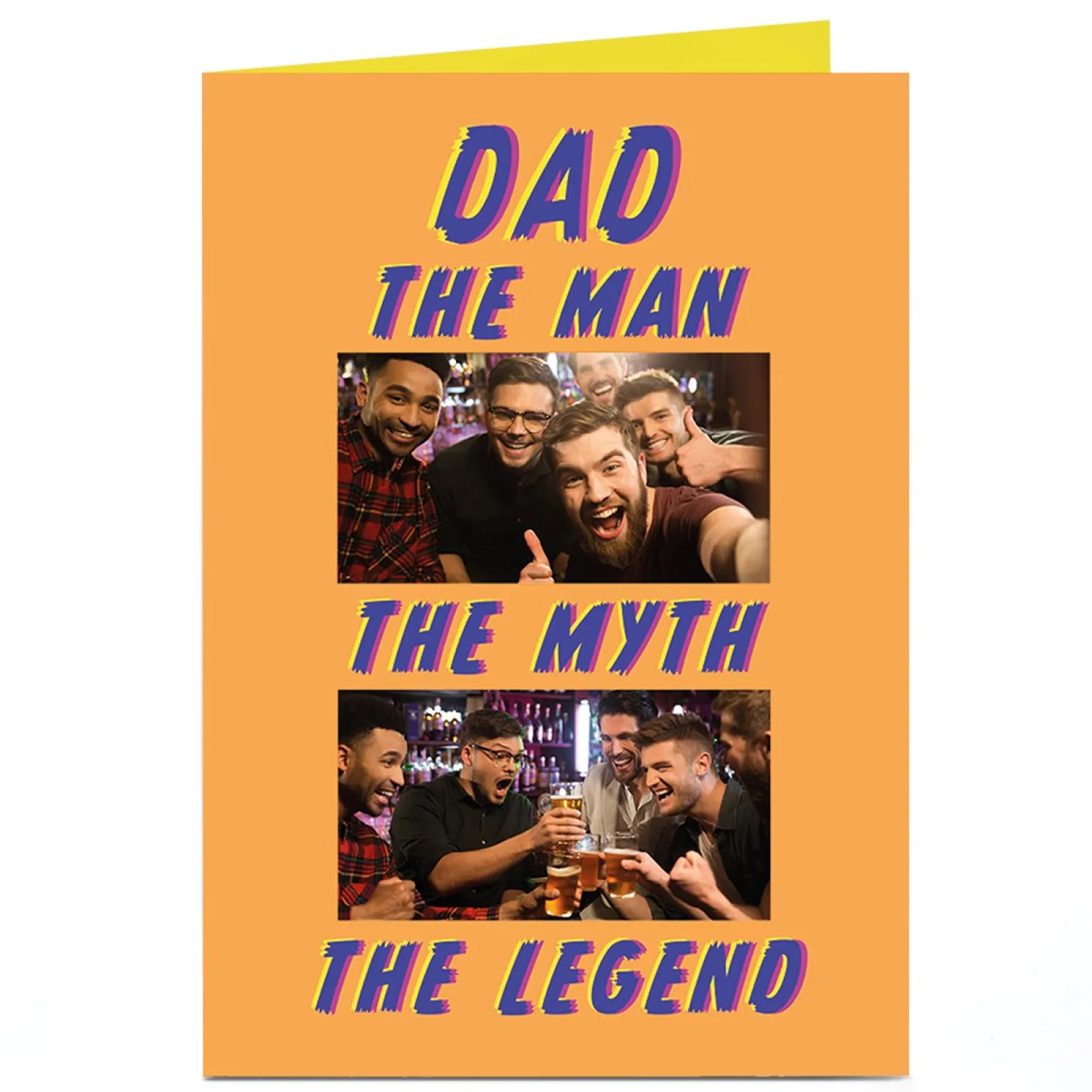 Personalised Father's Day Photo Card - Dad The Man The Myth The Legend Orange