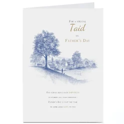 Personalised Father's Day Card - Field and Village Scene - Taid