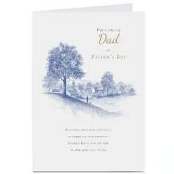 Personalised Father's Day Card - Field and Village Scene - Dad