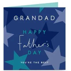Personalised Father's Day Card - Blue with Stars and Text - Grandad