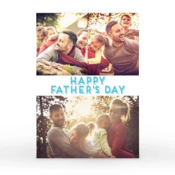 Personalised Father's Day Photo Card - Blue Text & 3 Photos