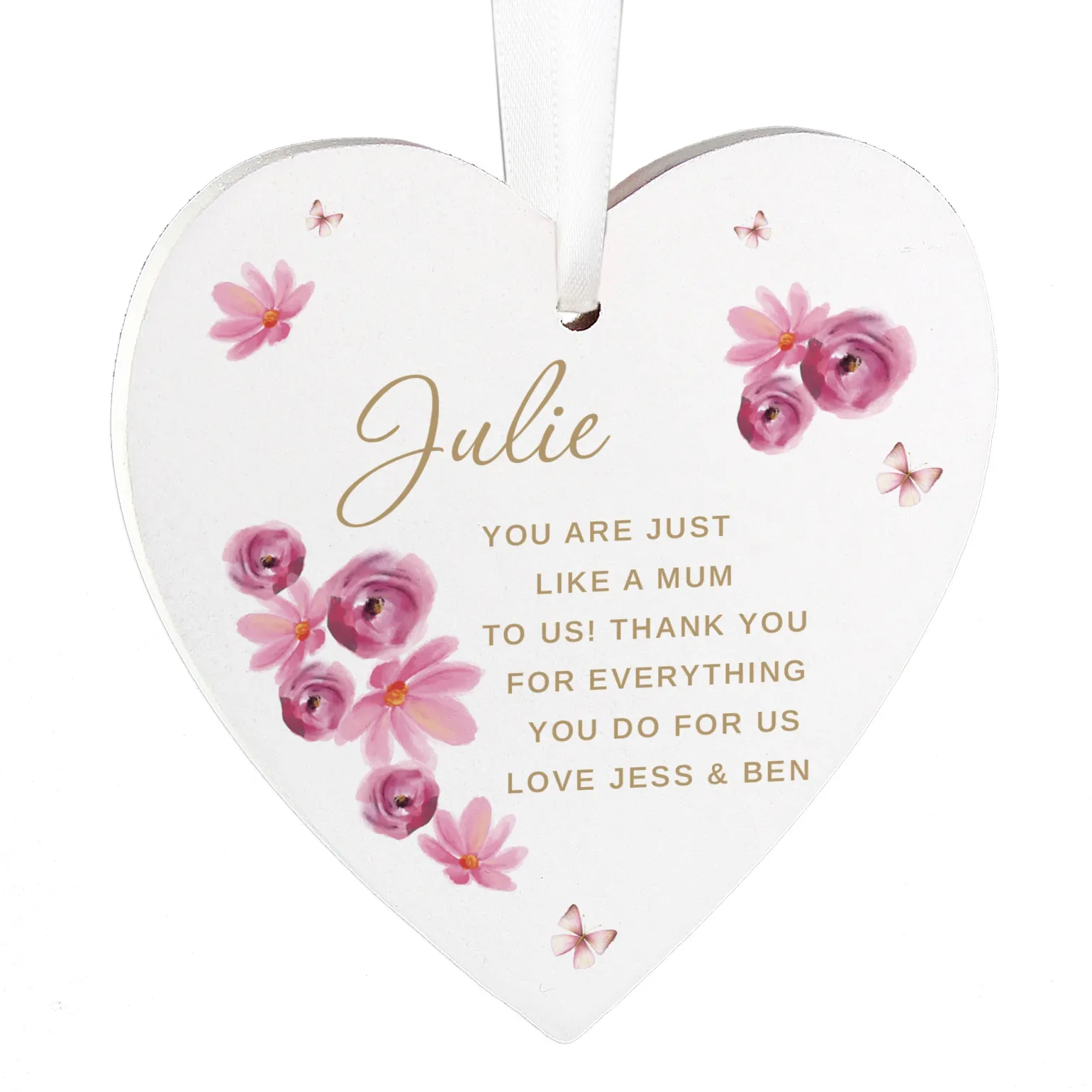 Personalised Floral Wooden Heart