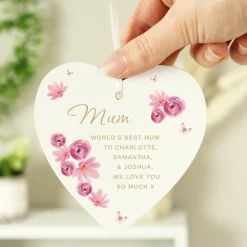 Personalised Floral Wooden Heart