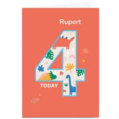 Personalised Frances Wilson 4th Birthday Card - Dinosaurs