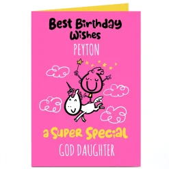 Personalised Fruitloops Birthday Card - Super Special Goddaughter, Unicorn