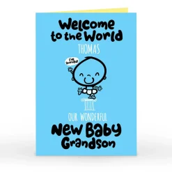 Personalised Fruitloops New Baby Card - Grandson, Welcome To The World