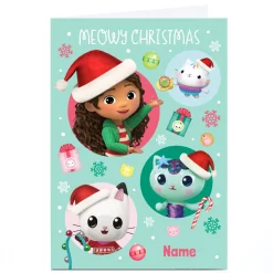 Personalised Gabby's Dollhouse Christmas Card - Meowy Christmas