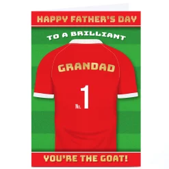 Personalised Get Carter Father's Day Card - GOAT Red Football Shirt, Grandad