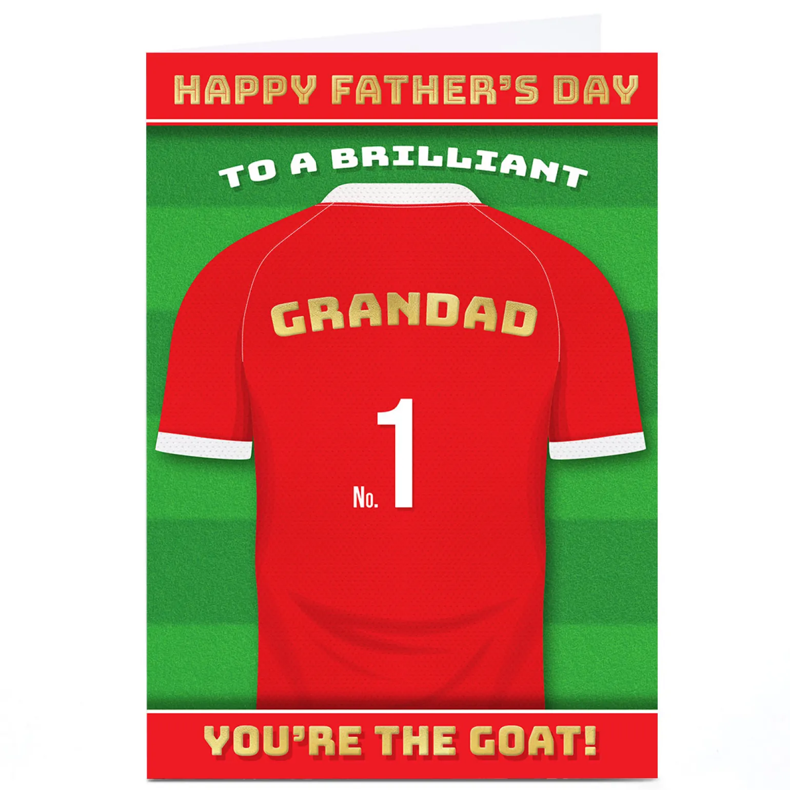 Personalised Get Carter Father's Day Card - GOAT Red Football Shirt, Grandad