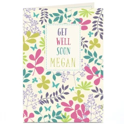 Personalised Get Well Soon Card - Leaves & Flowers