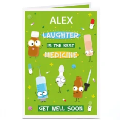 Personalised Get Well Soon Card - Laughter Is The Best Medicine