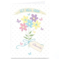 Personalised Get Well Soon Card - Flowers & Polka Dots