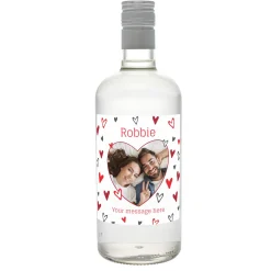 Personalised Gin - Red Hearts Photo Upload