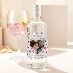 Personalised Gin - Red Hearts Photo Upload