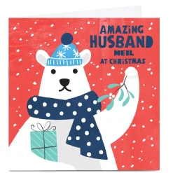 Personalised Gingerbread Christmas Card - Husband Bear