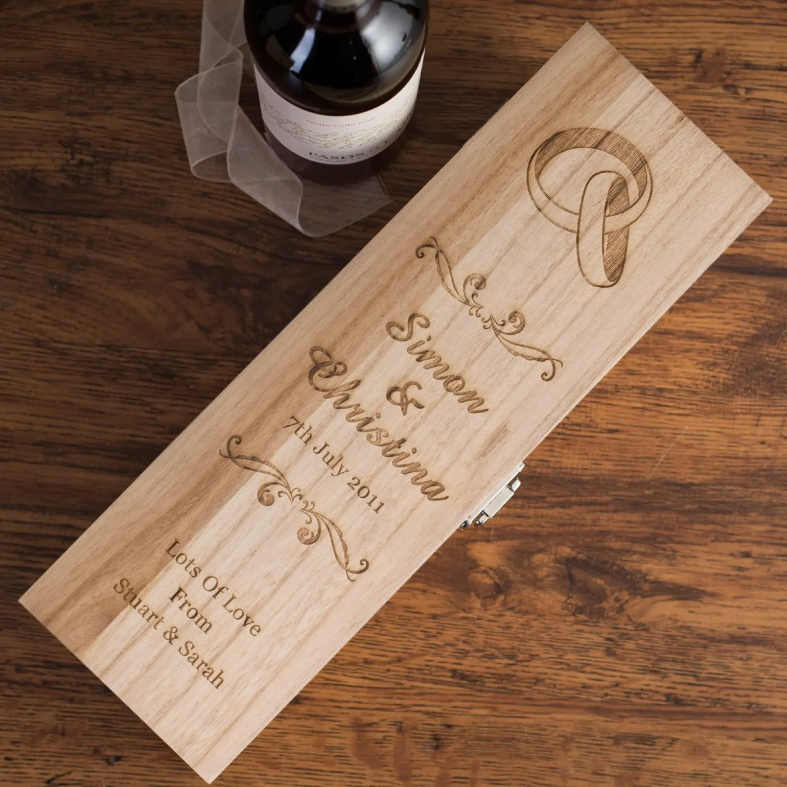 Personalised Glenfiddich Wooden Whisky Gift Box - Wedding Rings