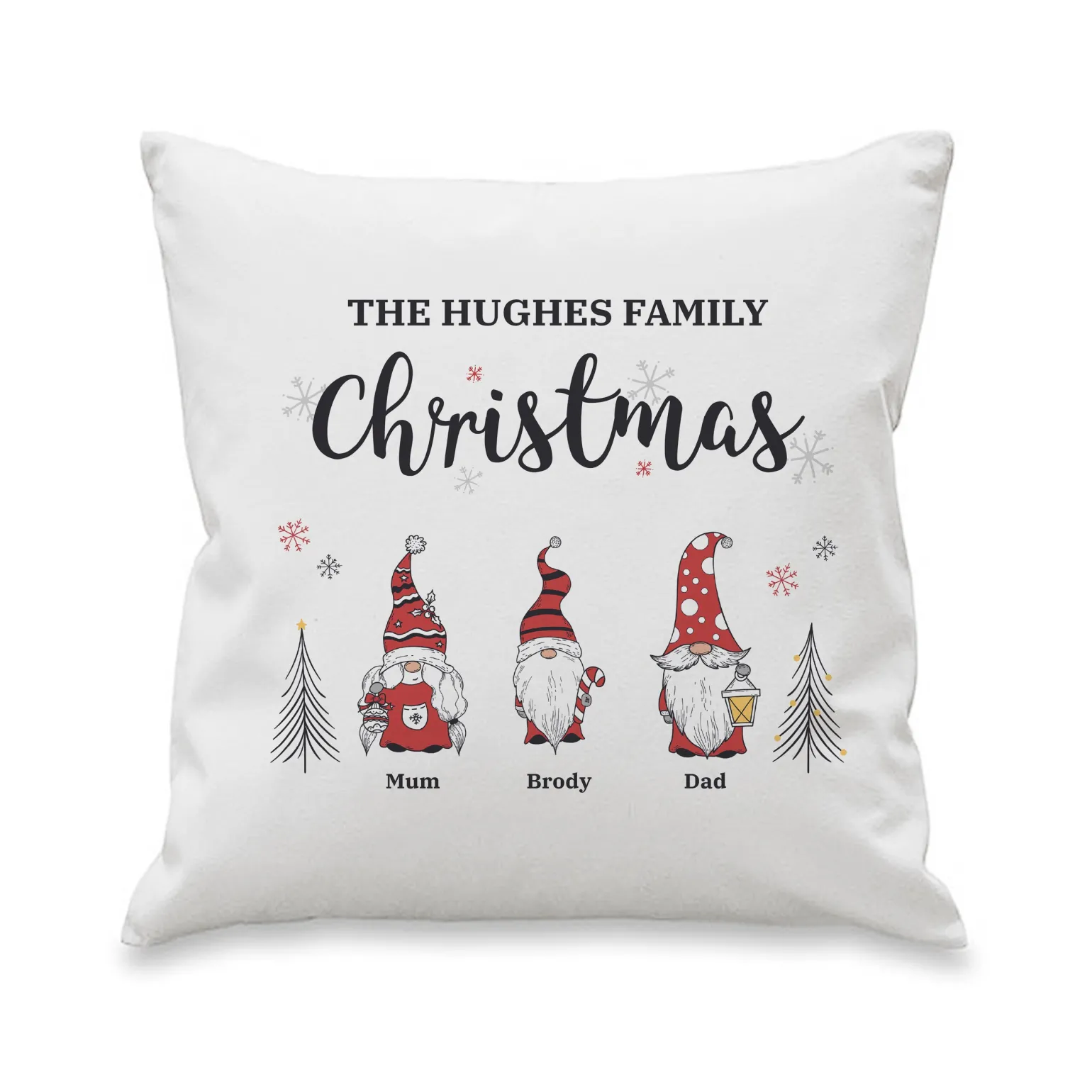 Personalised Gonk Family Christmas Cushion