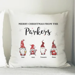 Personalised Gonk Family Christmas Cushion