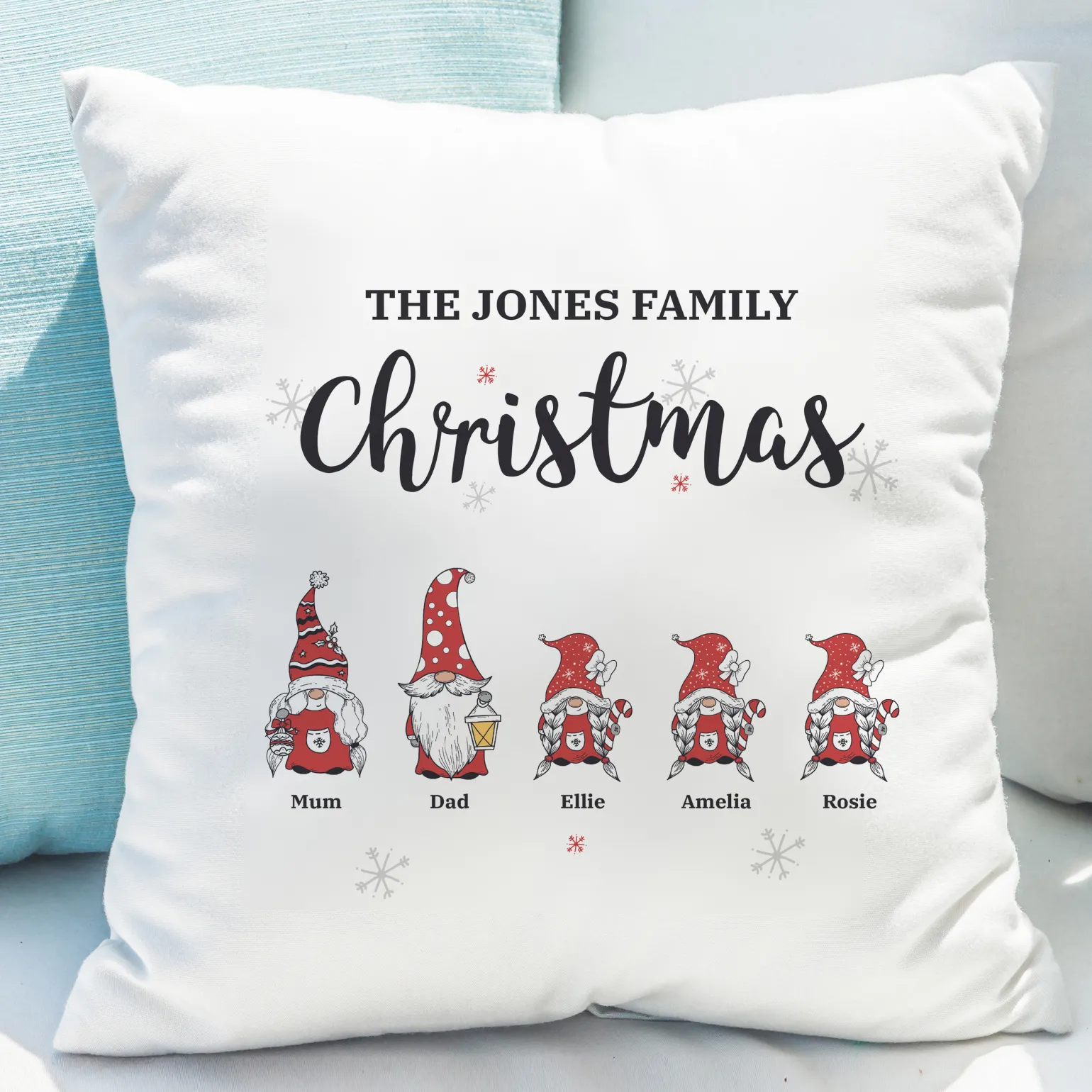 Personalised Gonk Family Christmas Cushion